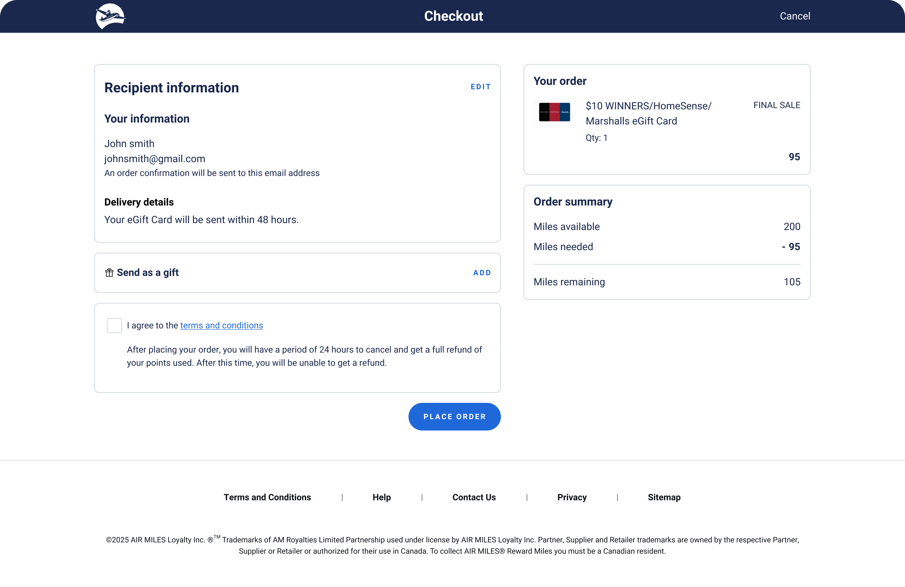 Redesigned eVoucher checkout screen